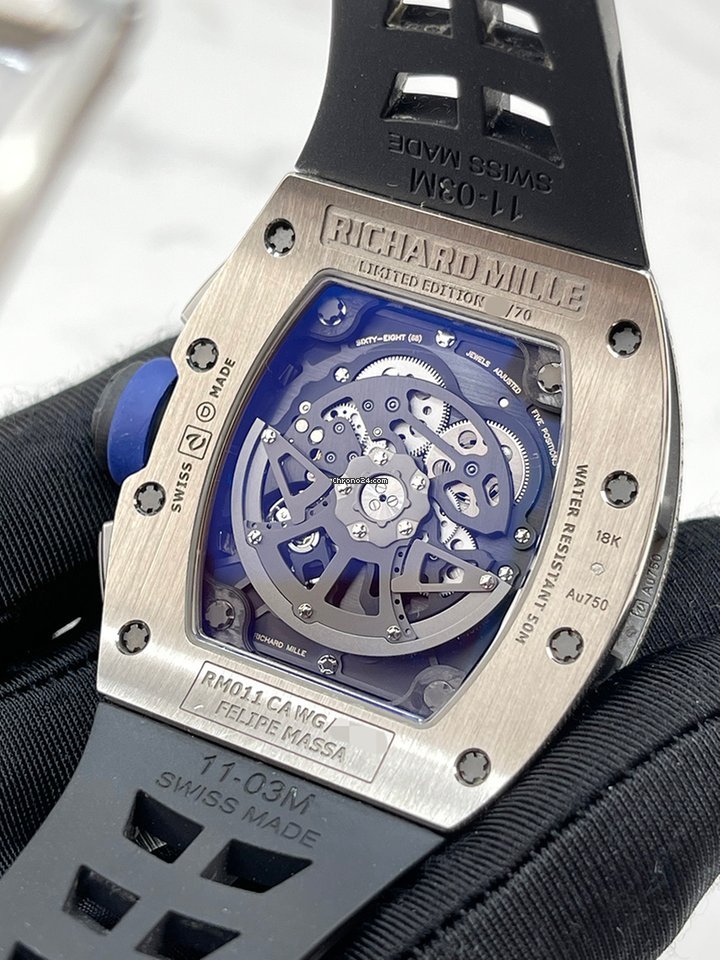 IMG_9081 Richard Mille RM 011 Mens watch Unisex Automatic White gold RM011 CA WG Replica 7
