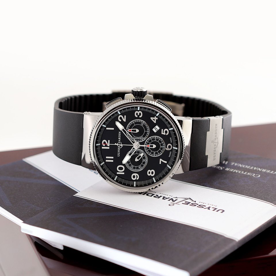 IMG_9081 Ulysse Nardin Marine Chronograph Mens watch Unisex Automatic Steel 1503-150-3 62 Replica 7