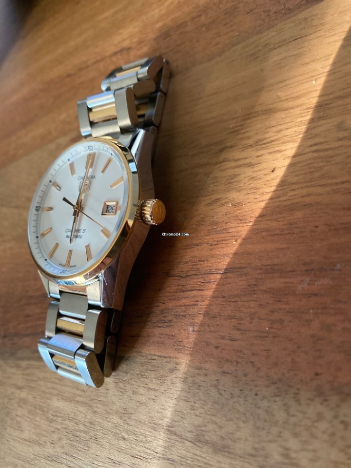 TAG Heuer Carrera Calibre 5 Mens watch Unisex Automatic Gold Steel war215d.bd0784 Replica 7