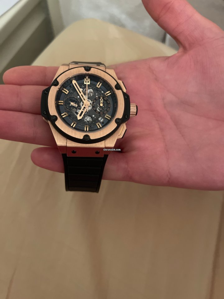 IMG_9081 Hublot King Power Mens watch Unisex Automatic Rose gold 701.OX.0180.RX Replica 7
