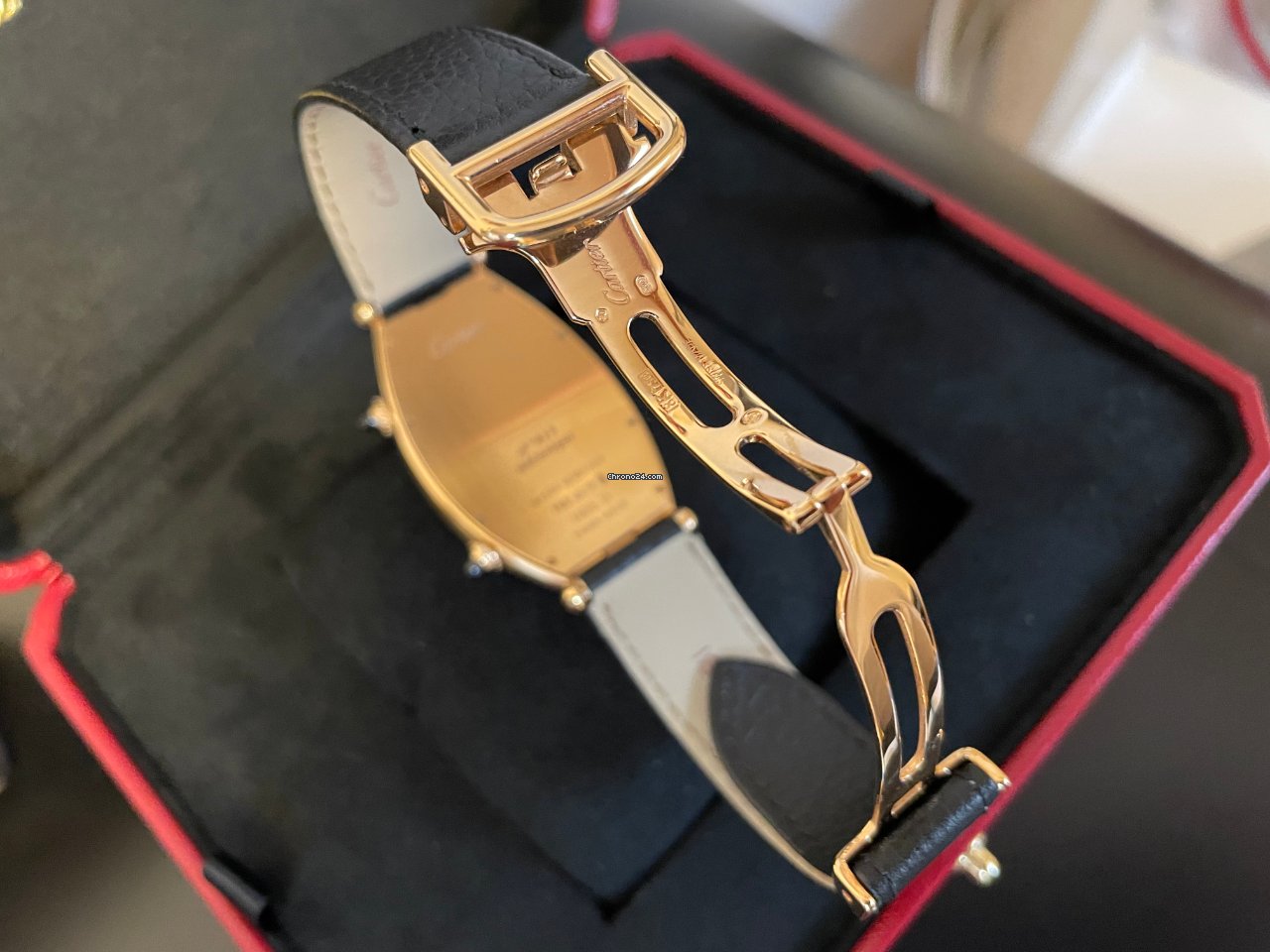 IMG_9081 Cartier Tonneau Mens watch Unisex Manual winding Rose gold Cartier 2805 CPCP Replica 7