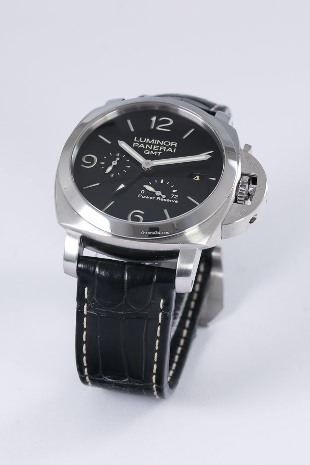 IMG_9081 Panerai Luminor 1950 3 Days GMT Power Reserve Automatic Mens watch Unisex Automatic Steel PAM 00321 Replica 7