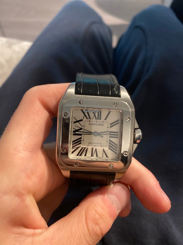 IMG_9081 Cartier Santos 100 Mens watch Unisex Automatic Steel W20076X8 Replica 7