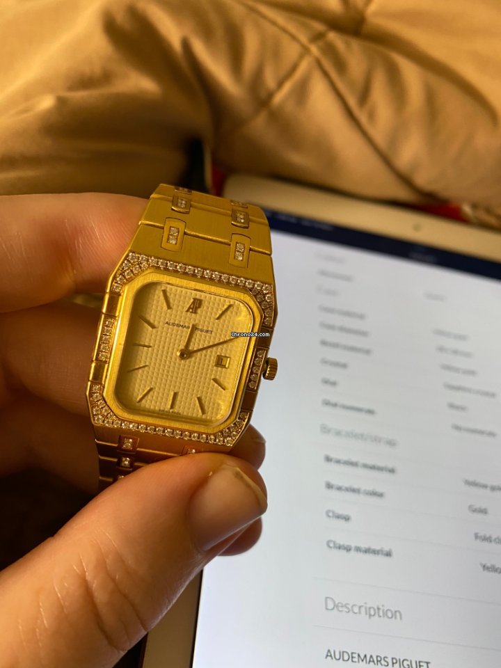 IMG_9081 Audemars Piguet Royal Oak Mens watch Unisex Quartz Yellow gold 6005 Replica 7