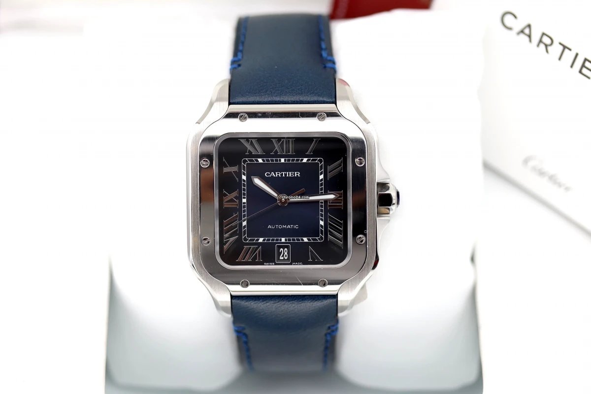 IMG_9081 Cartier Santos Mens watch Unisex Automatic Steel 4072 Replica 7