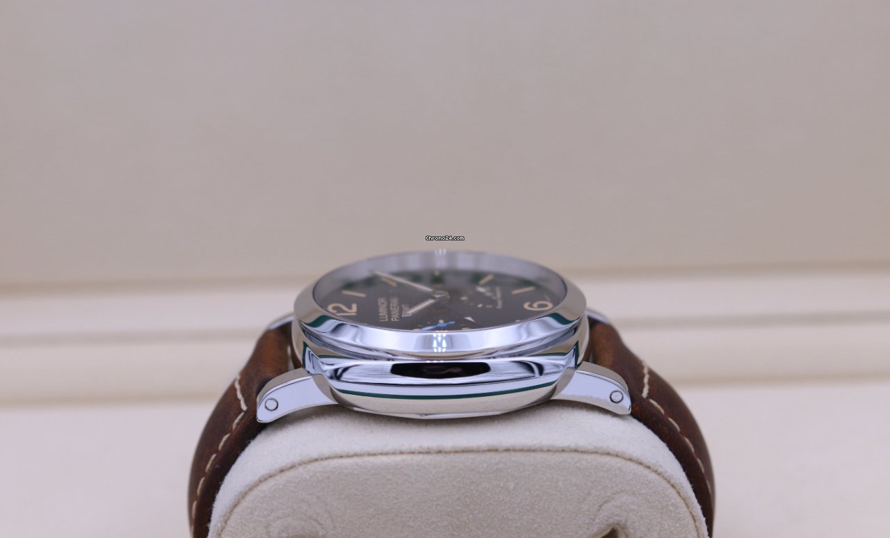 IMG_9081 Panerai Luminor 1950 3 Days GMT Power Reserve Automatic Mens watch Unisex Automatic Steel PAM 01537 Replica 7