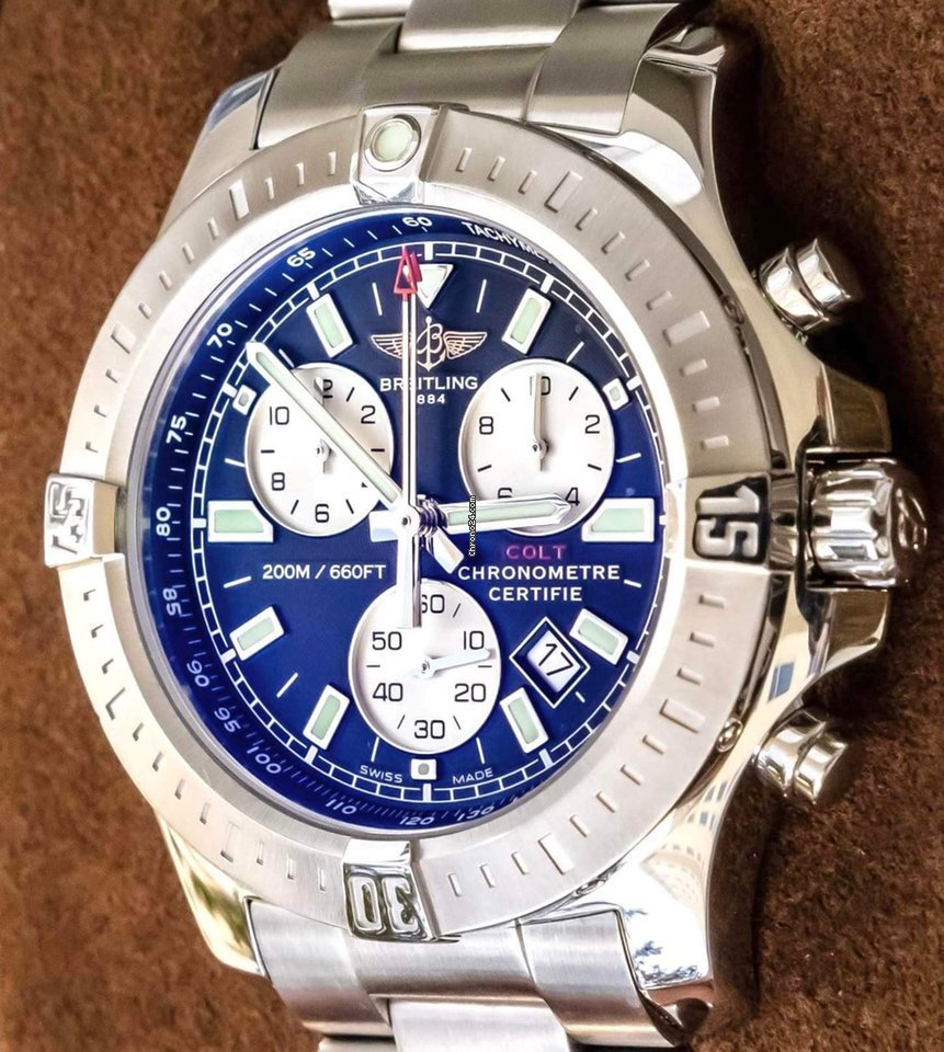 IMG_9081 Breitling Colt Chronograph Mens watch Unisex Quartz Steel A7338811 BD43 Replica 7