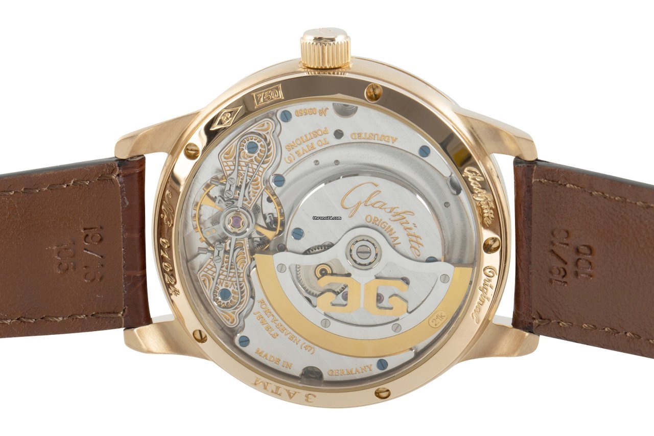 IMG_9081 Glashutte Original PanoMaticLunar Mens watch Unisex Automatic Yellow gold 90-02-01-01-04 Replica 7