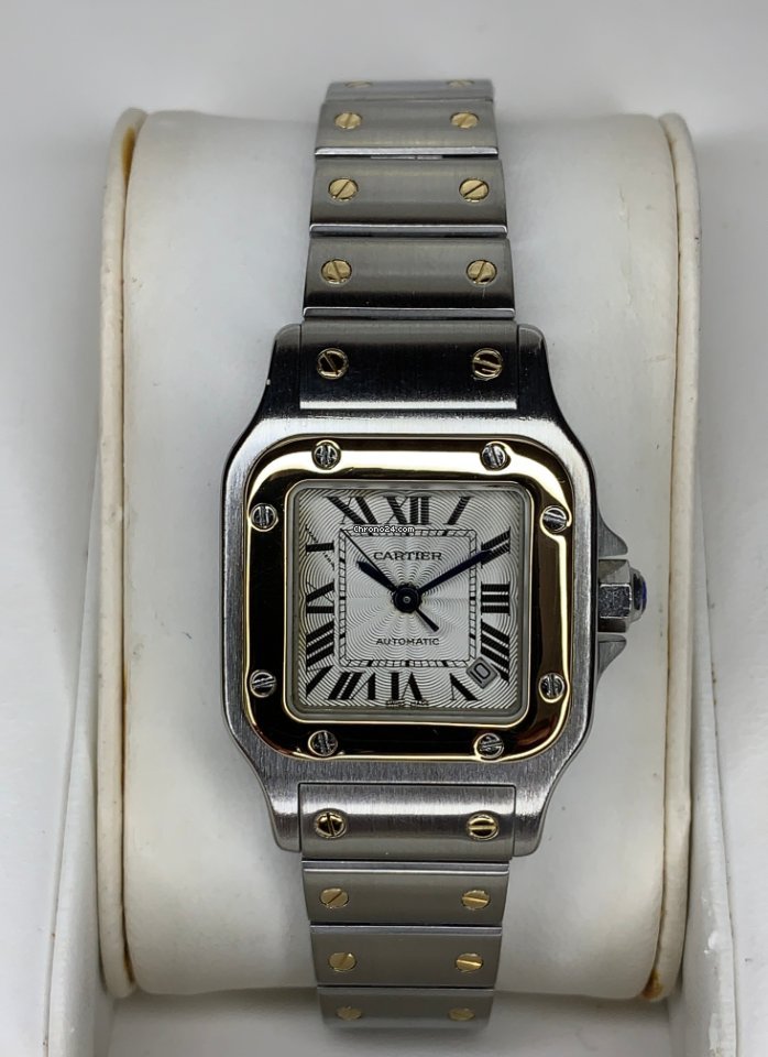 IMG_9081 Cartier Santos Galbee Womens watch Automatic Gold Steel 2423 Replica 7