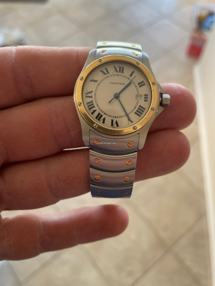 IMG_9081 Cartier Santos Womens watch Quartz Gold Steel 1551 Replica 7