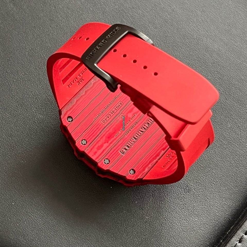 Richard Mille Mens watch Unisex Automatic Carbon Richard Mille RM 12-01 Tourbillon Red Quartz Tpt Replica 7