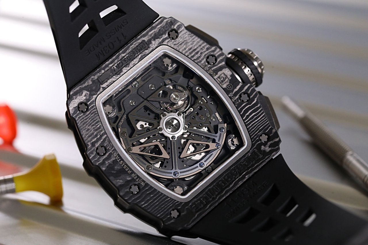 IMG_9081 Richard Mille RM 011 Mens watch Unisex Automatic Titanium Richard Mille RM11-03 CARBON NTPT Replica 7