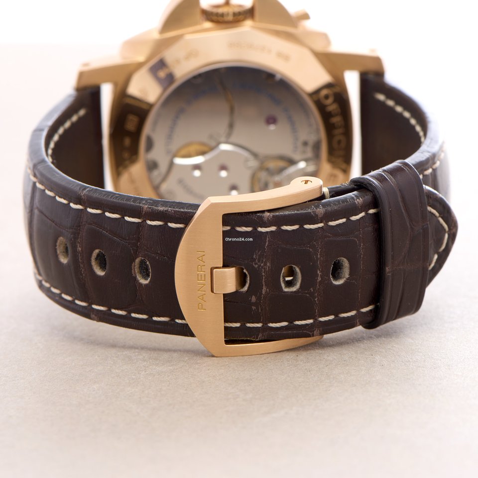 IMG_9081 Panerai Luminor 1950 8 Days GMT Mens watch Unisex Manual winding Rose gold PAM00576 Replica 7