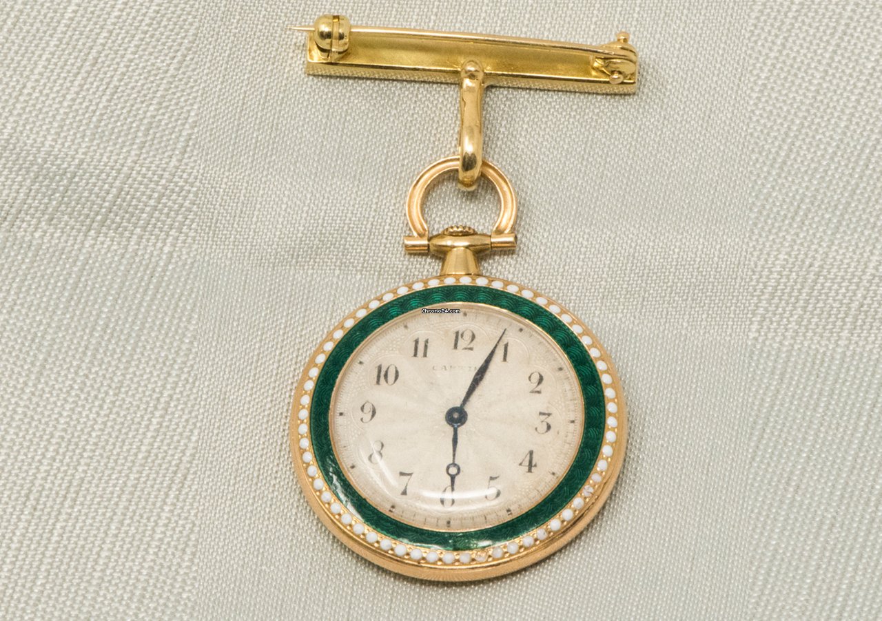 IMG_9081 Cartier Mens watch Unisex Manual winding Yellow gold CARTIER 1910 Rare Enamel Diamond 18kt Gold Pocket Watch Replica 7