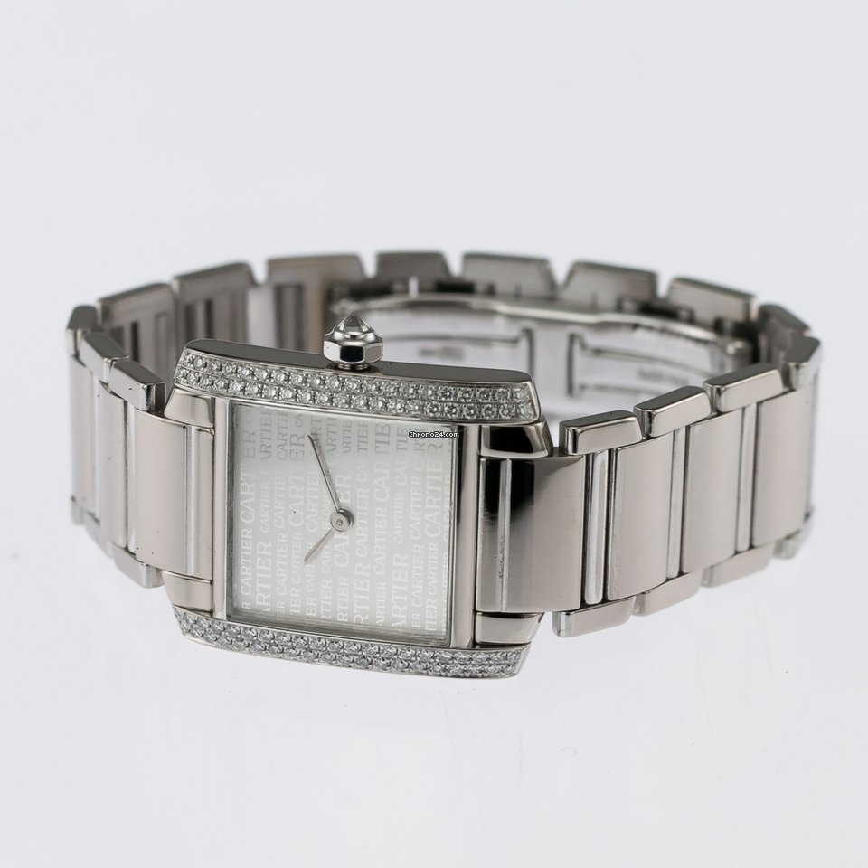 IMG_9081 Cartier Tank Francaise Mens watch Unisex Quartz White gold WE101853 Replica 7