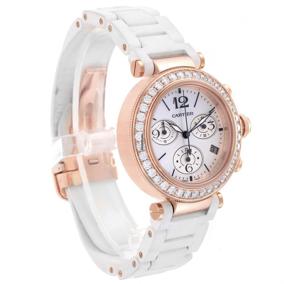 IMG_9081 Cartier Pasha Seatimer Womens watch Quartz Rose gold WJ130004 Replica 8