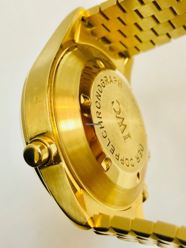 IWC Pilot Double Chronograph Mens watch Unisex Automatic Yellow gold IW3713 Replica 8