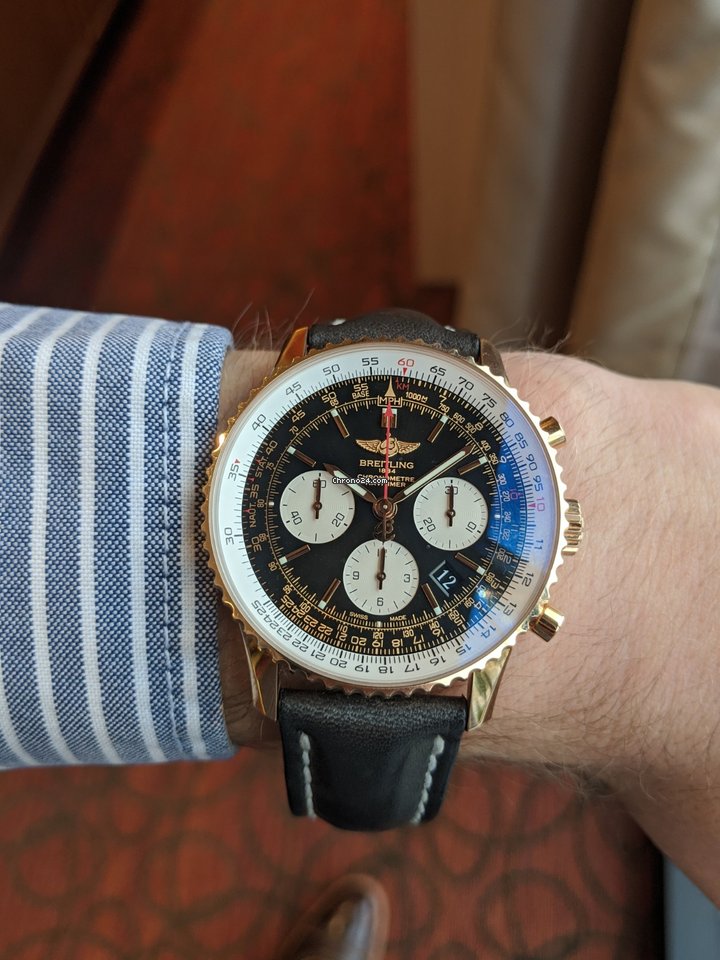 IMG_9081 Breitling Navitimer 01 Mens watch Unisex Automatic Rose gold RB012012 BA49 Replica 8
