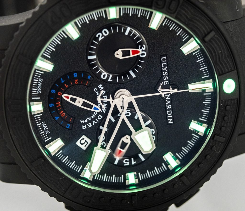 IMG_9081 Ulysse Nardin Diver Black Sea Mens watch Unisex Automatic Steel 353-92 Replica 8