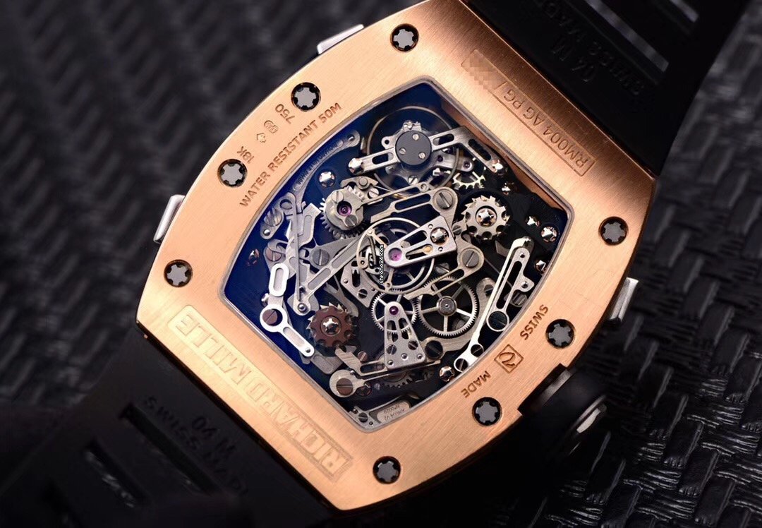 Richard Mille Mens watch Unisex Manual winding Rose gold Richard Mille RM004 AG PG 18K rose gold Full set Replica 8
