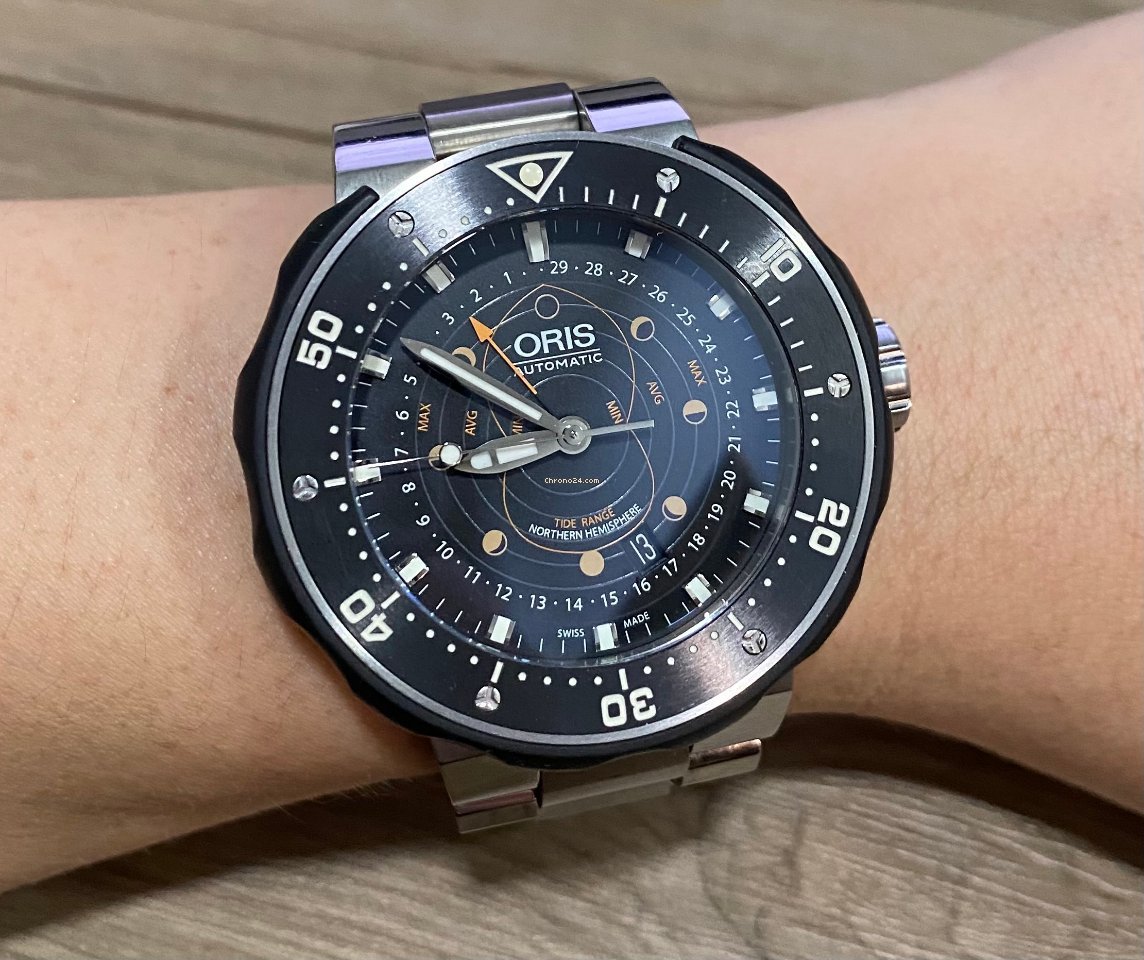 IMG_9081 Oris ProDiver Pointer Moon Mens watch Unisex Automatic Titanium 01 761 7682 7154 Replica 8
