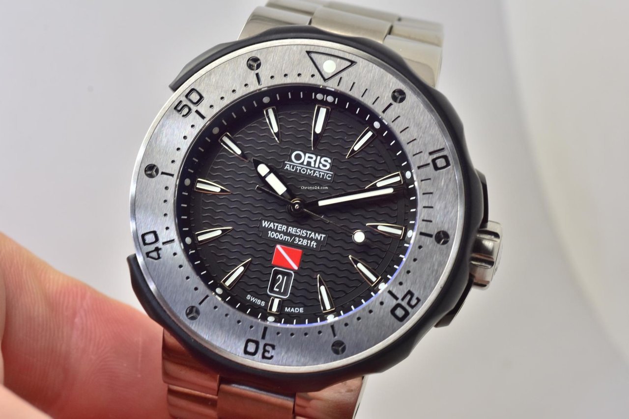 IMG_9081 Oris ProDiver Date Mens watch Unisex Automatic Titanium 01 733 7646 7184-Set Replica 8