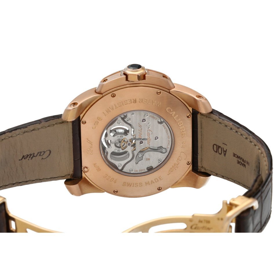 IMG_9081 Cartier Calibre de Cartier Mens watch Unisex Automatic Rose gold 3204 Replica 8