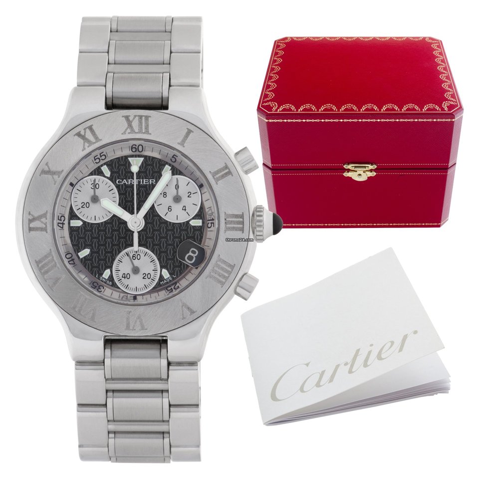 IMG_9081 Cartier 21 Chronoscaph Mens watch Unisex Quartz Steel W10172T2 Replica 8