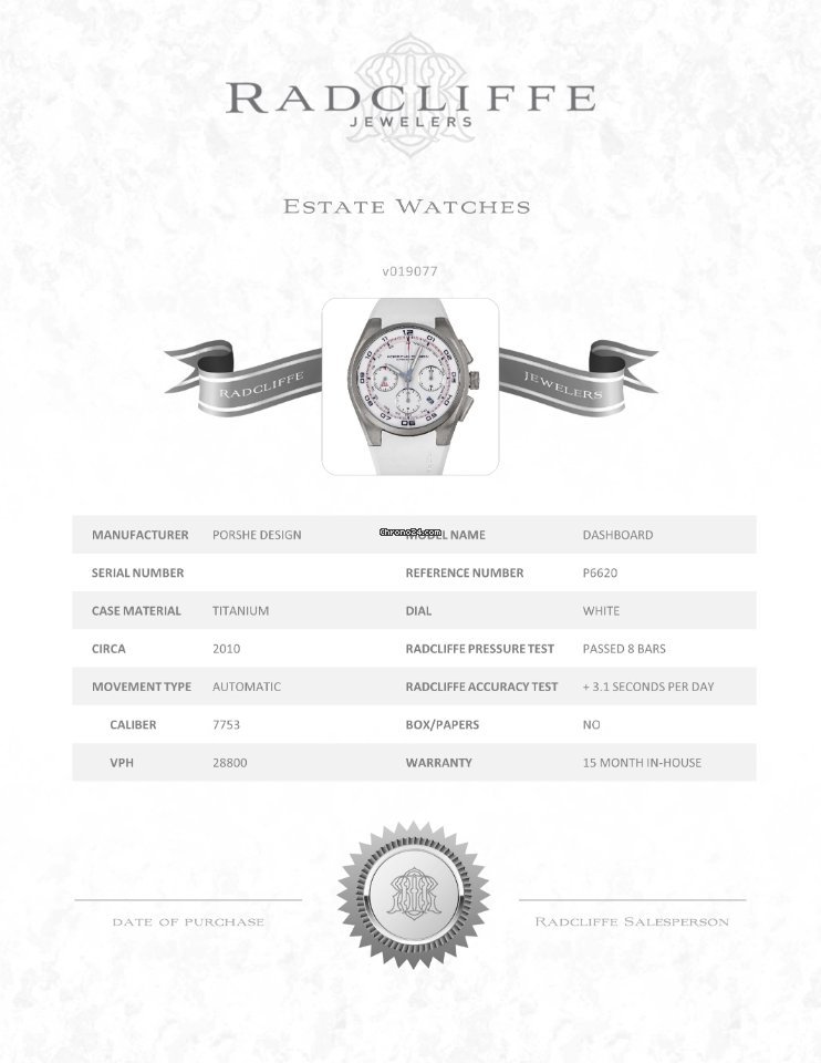 Porsche Design Dashboard Mens watch Unisex Automatic Titanium 6620.11.66.0268 Replica 8