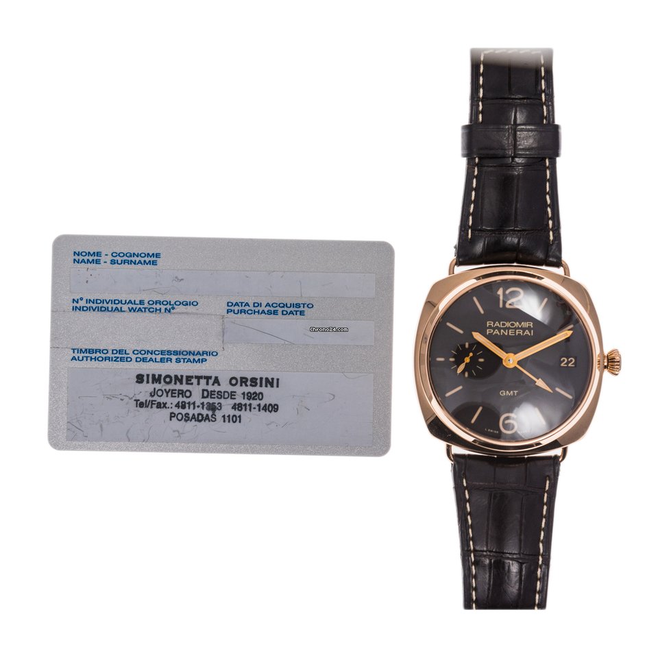 IMG_9081 Panerai Radiomir 3 Days GMT Mens watch Unisex Manual winding Rose gold PAM 421 Replica 8