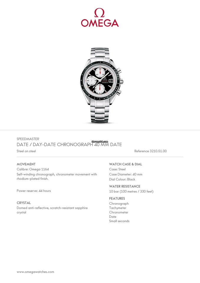 Omega Speedmaster Date Mens watch Unisex Automatic Steel 3210.51 Replica 8