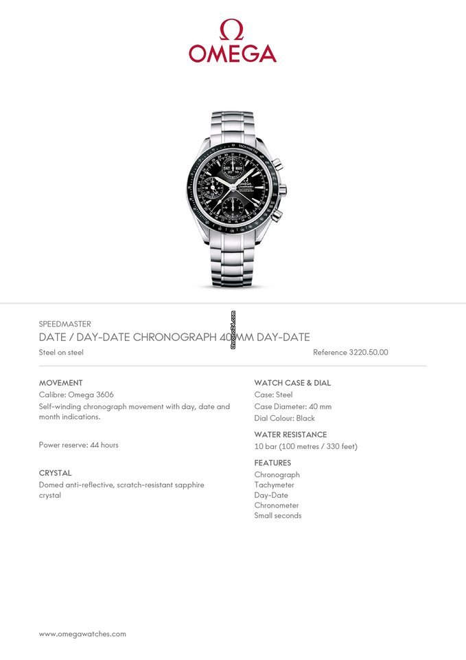 Omega Speedmaster Day Date Mens watch Unisex Steel 3220.50 Replica 8