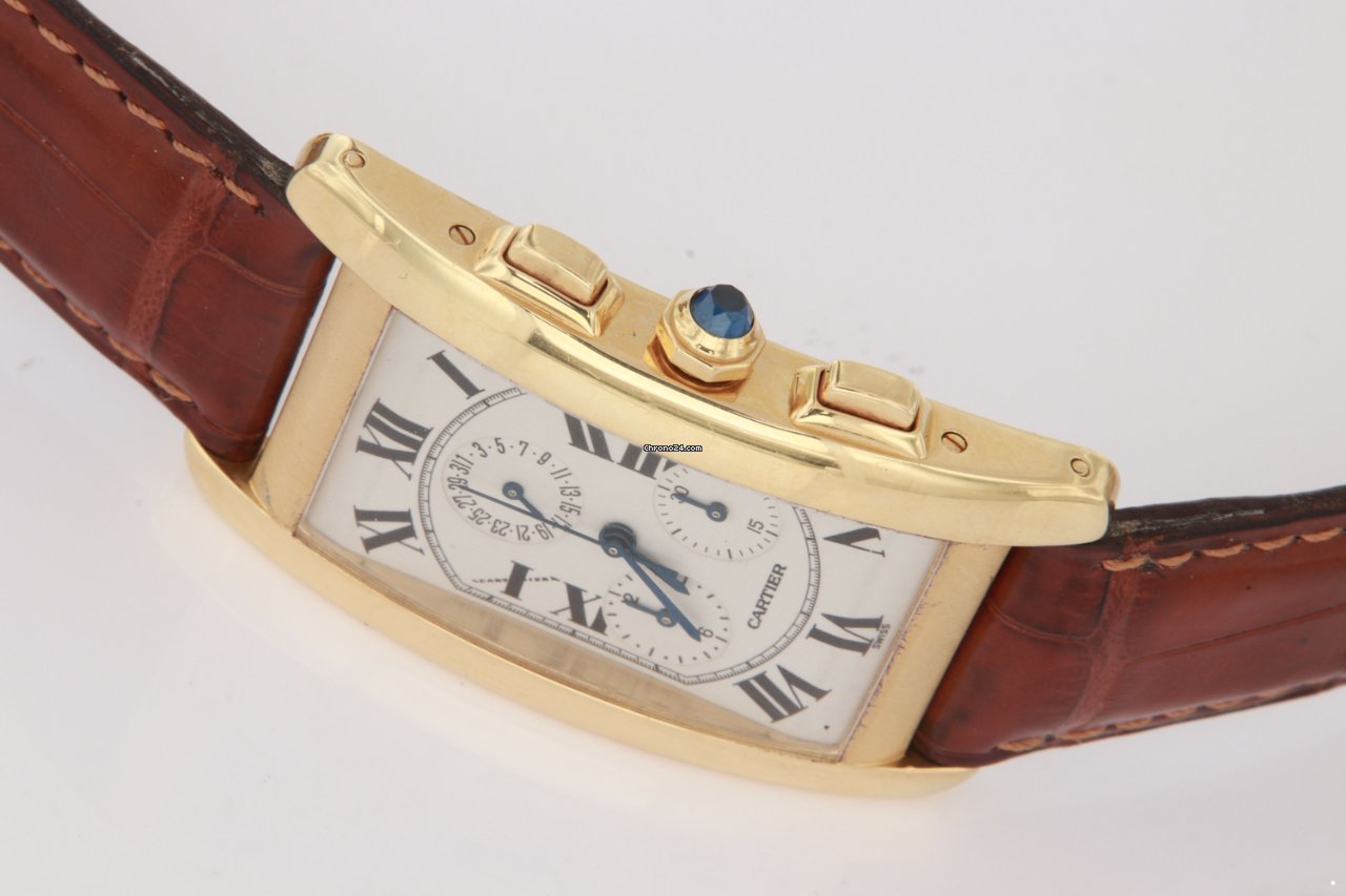 IMG_9081 Cartier Tank Americaine Mens watch Unisex Quartz Yellow gold 1730 Replica 8