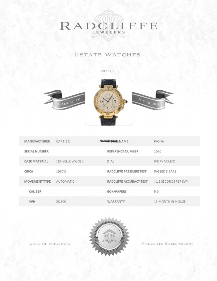 IMG_9081 Cartier Pasha Mens watch Unisex Automatic Yellow gold 1020 Replica 8