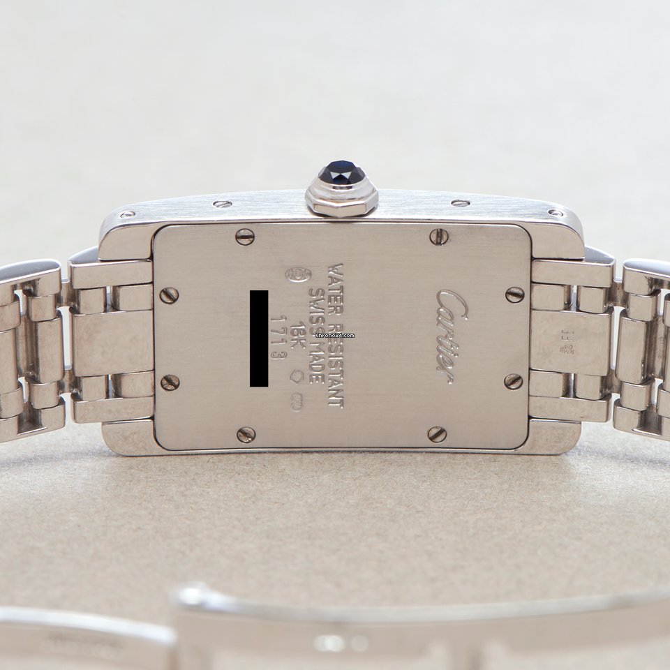 IMG_9081 Cartier Tank Americaine Mens watch Unisex Quartz White gold 1713 Replica 8
