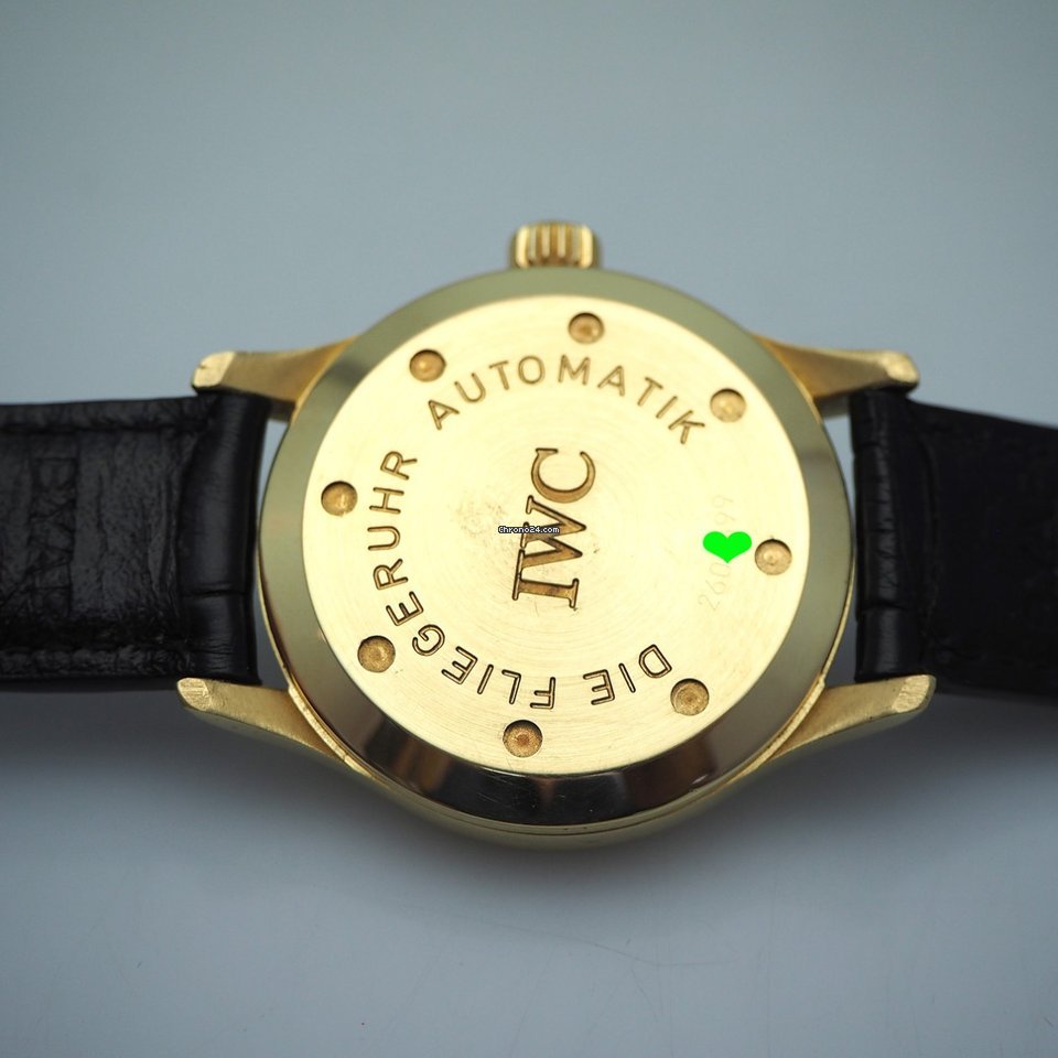 IMG_9081 IWC Pilot Mark Mens watch Unisex Automatic Yellow gold IW 3241 Replica 8
