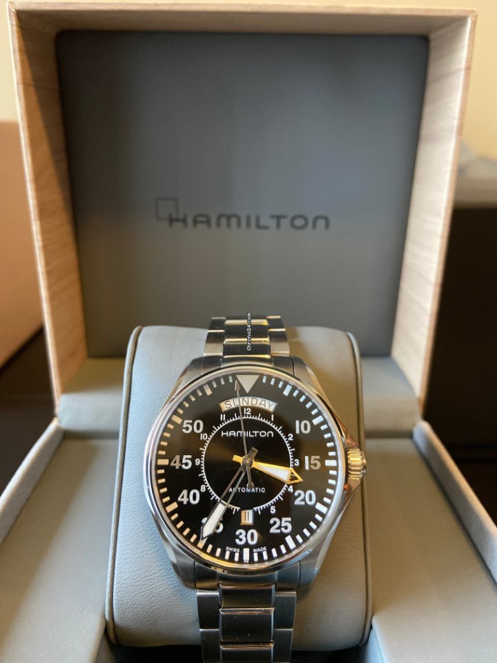 IMG_9081 Hamilton Khaki Pilot Day Date Mens watch Unisex Automatic Steel H64615135 Replica 8