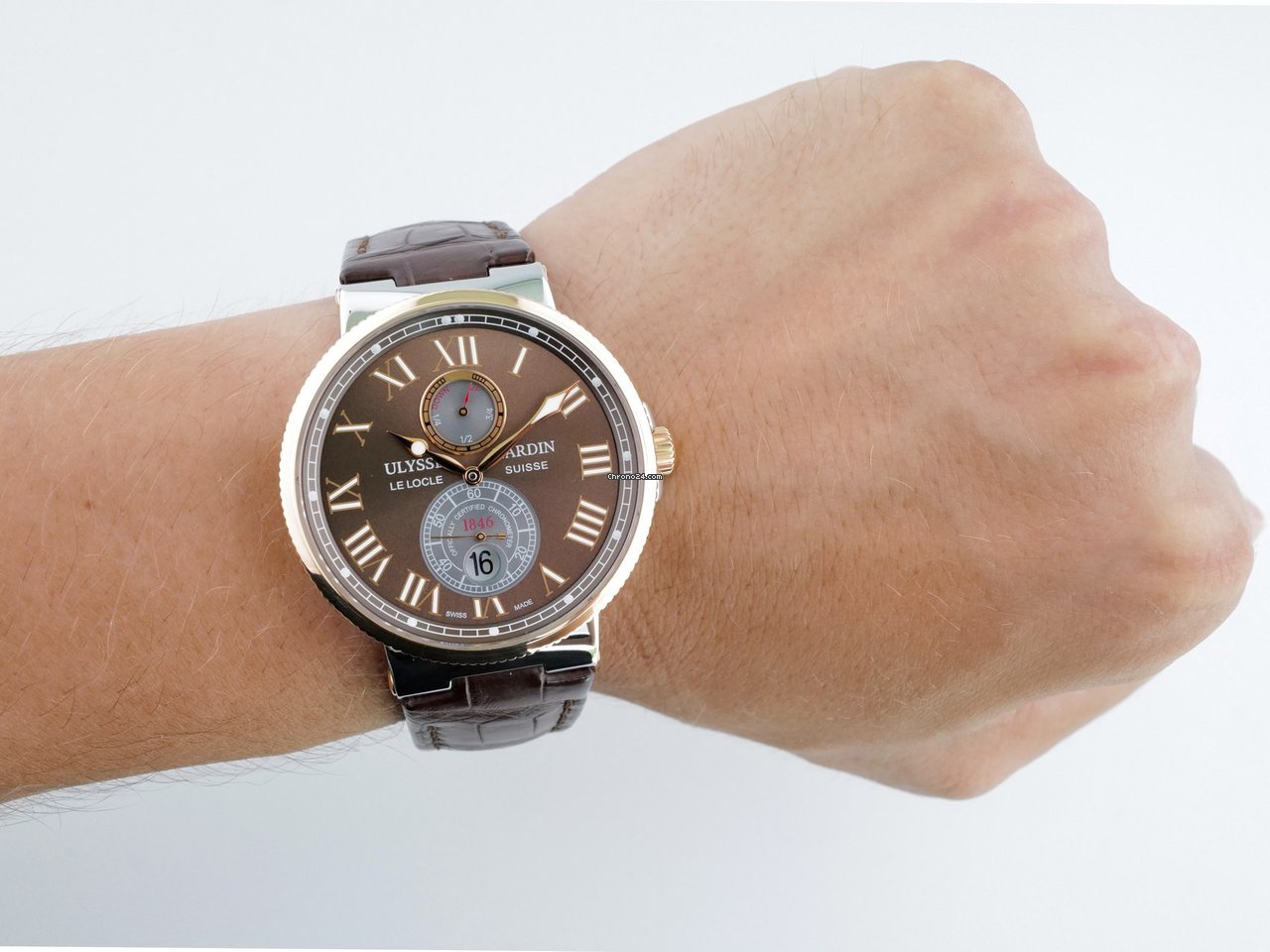 IMG_9081 Ulysse Nardin Marine Chronometer 43mm Mens watch Unisex Automatic Gold Steel 265-67 45 Replica 8
