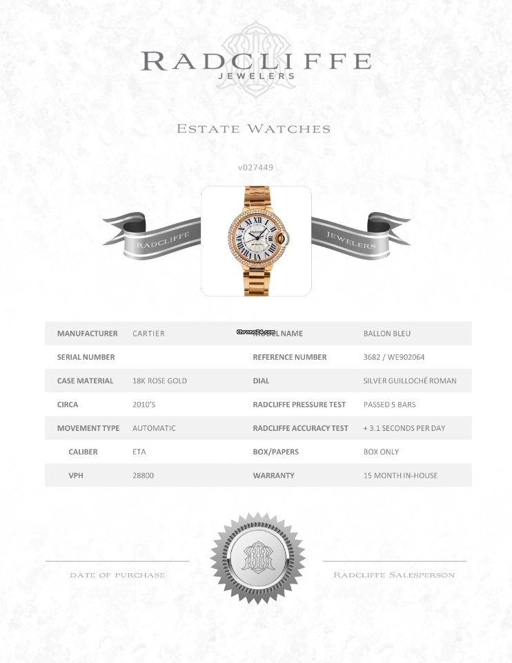 IMG_9081 Cartier Ballon Bleu 33mm Womens watch Automatic Rose gold WE902064 3682 Replica 8
