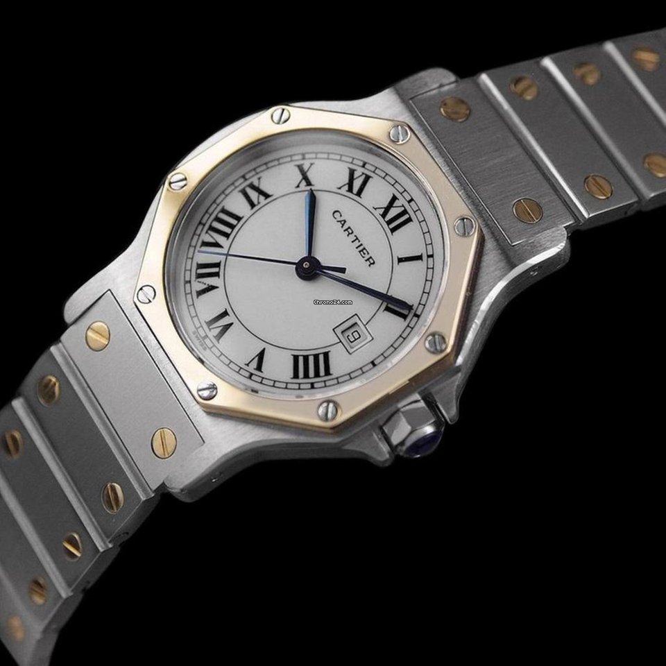 IMG_9081 Cartier Santos Mens watch Unisex Automatic Gold Steel 8349ST Replica 8