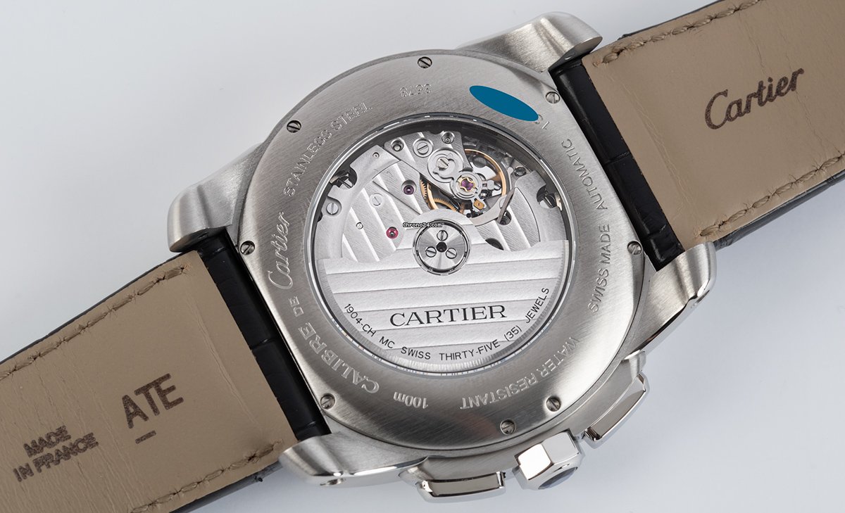 IMG_9081 Cartier Calibre de Cartier Chronograph Mens watch Unisex Automatic Steel W7100060 Replica 8