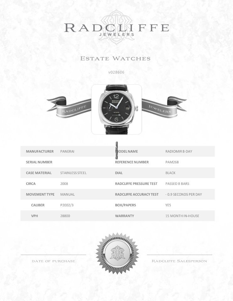IMG_9081 Panerai Radiomir 8 Days Mens watch Unisex Manual winding Steel PAM 00268 Replica 8