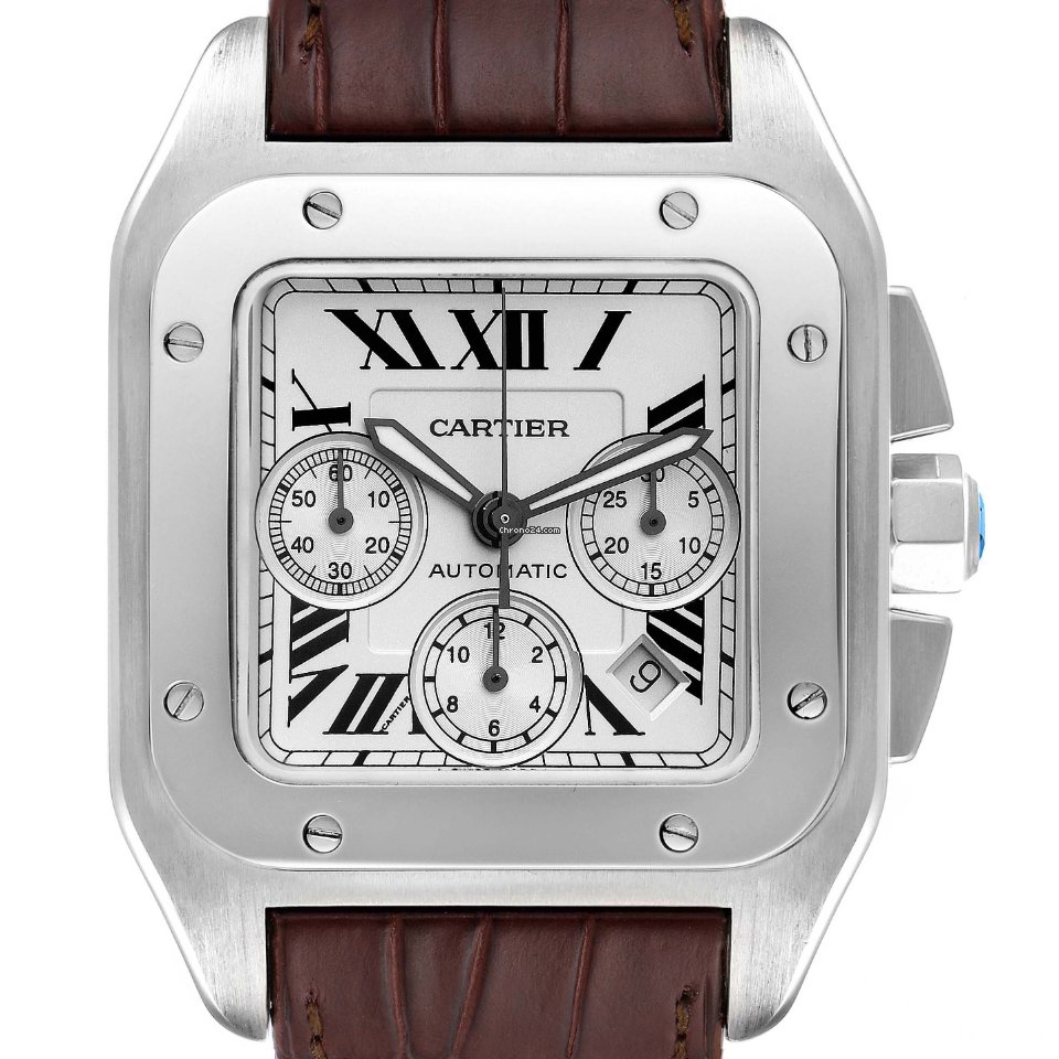 IMG_9081 Cartier Santos 100 Mens watch Unisex Automatic W20090X8 Replica 8
