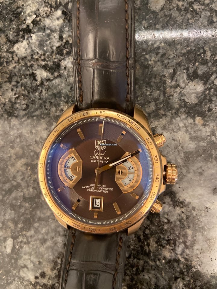 TAG Heuer Grand Carrera Mens watch Unisex Automatic Rose gold CAV514C.FC8171 Replica 8