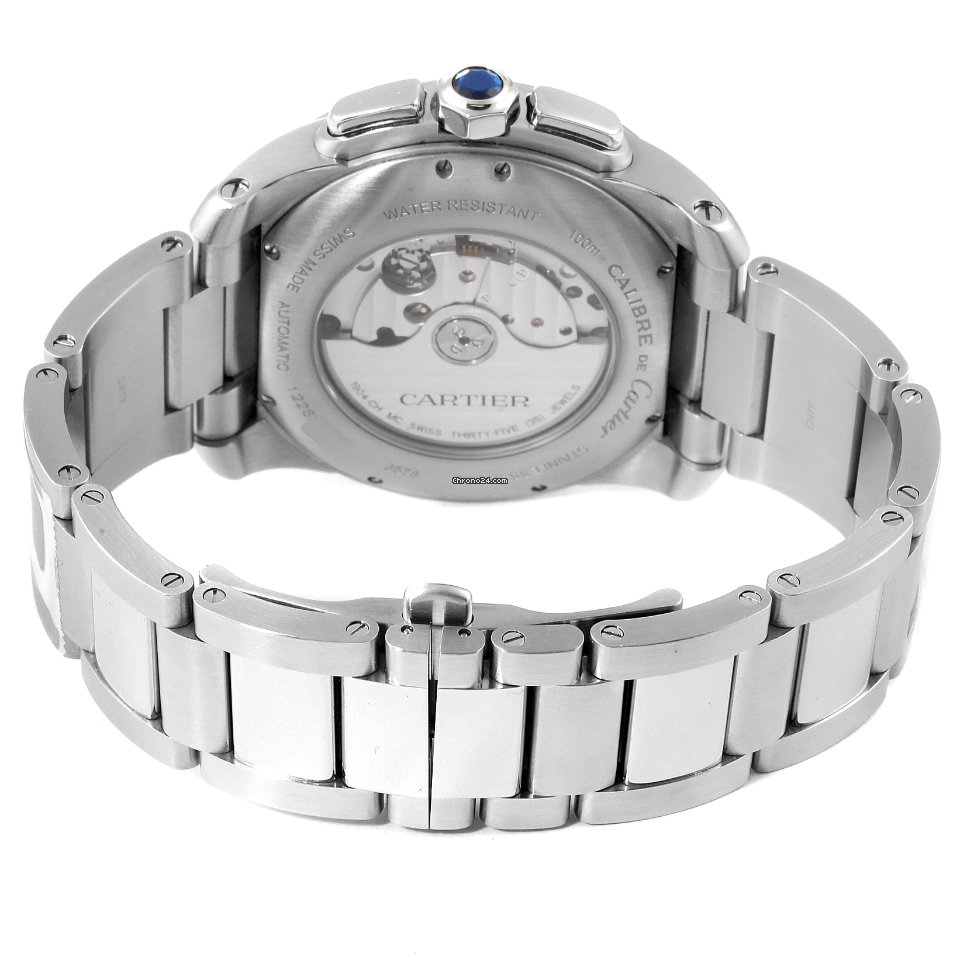 IMG_9081 Cartier Calibre de Cartier Chronograph Mens watch Unisex Automatic Steel W7100061 Replica 8