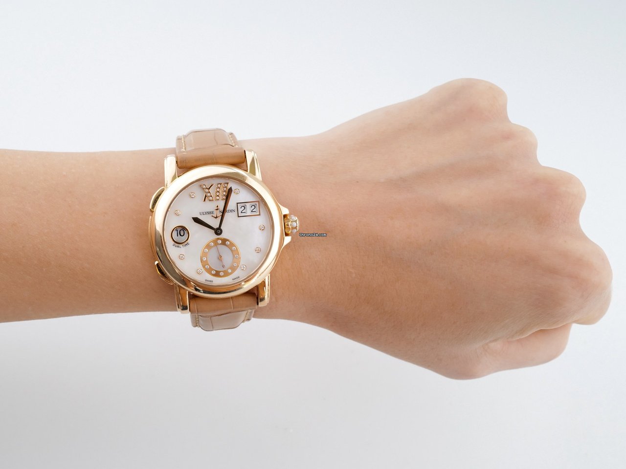 IMG_9081 Ulysse Nardin Dual Time Womens watch Automatic Rose gold 246-22 391 Replica 8