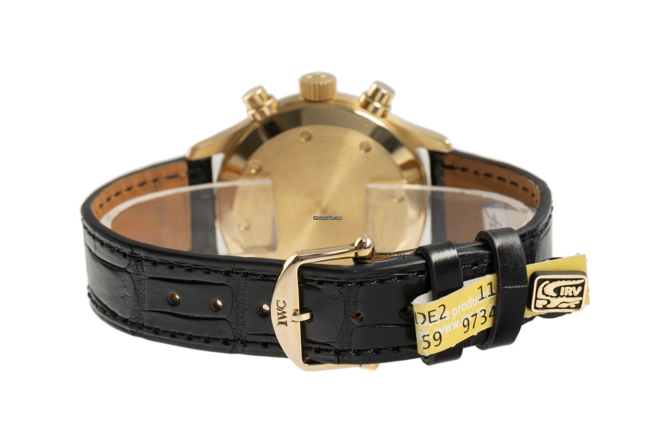 IMG_9081 IWC Pilot Chronograph Mens watch Unisex Quartz Yellow gold 3740 Replica 8
