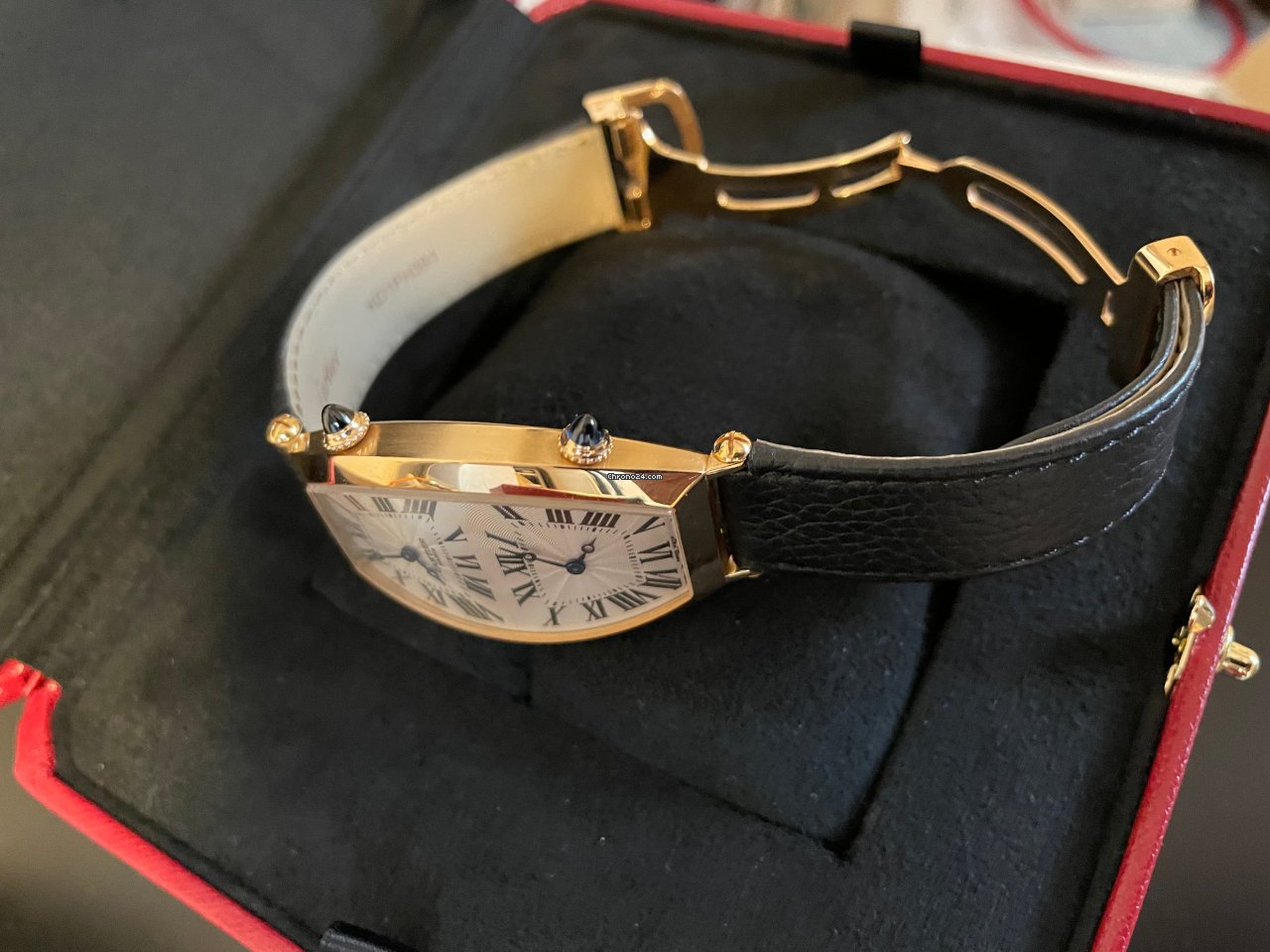 IMG_9081 Cartier Tonneau Mens watch Unisex Manual winding Rose gold Cartier 2805 CPCP Replica 8