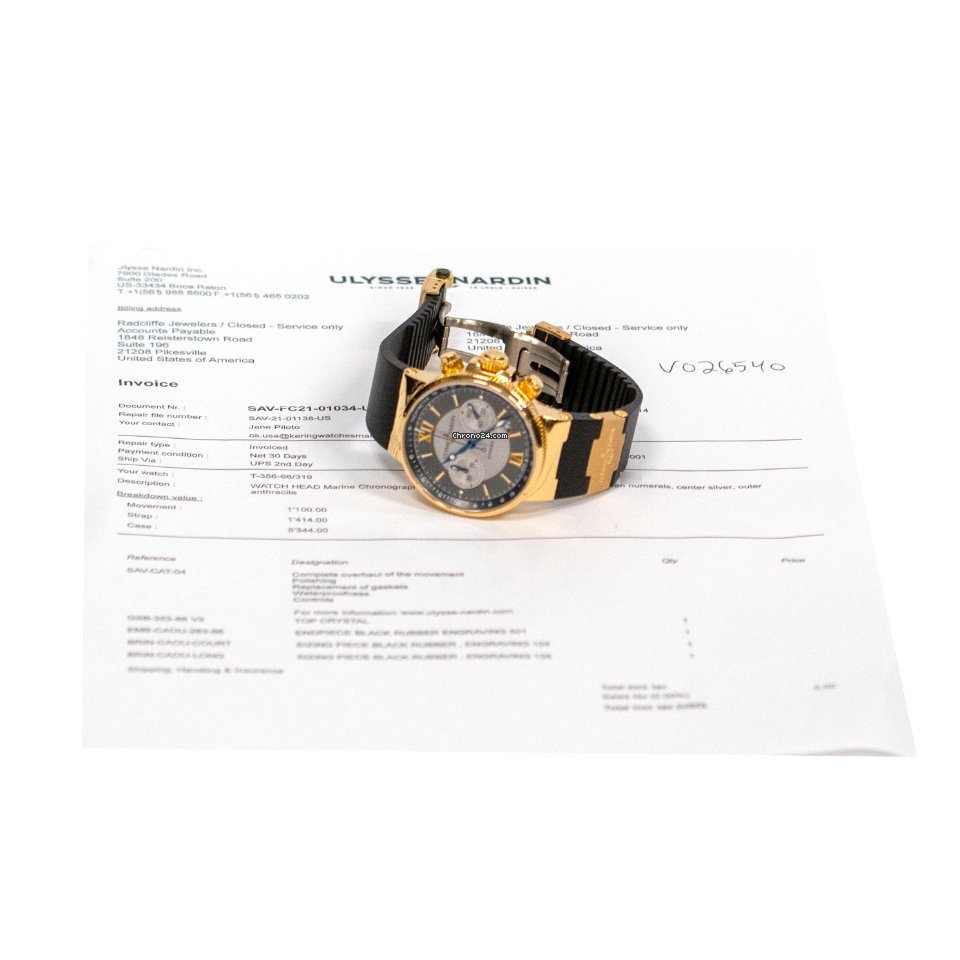 Ulysse Nardin Marine Chronograph Mens watch Unisex Automatic Rose gold 356-66 Replica 8