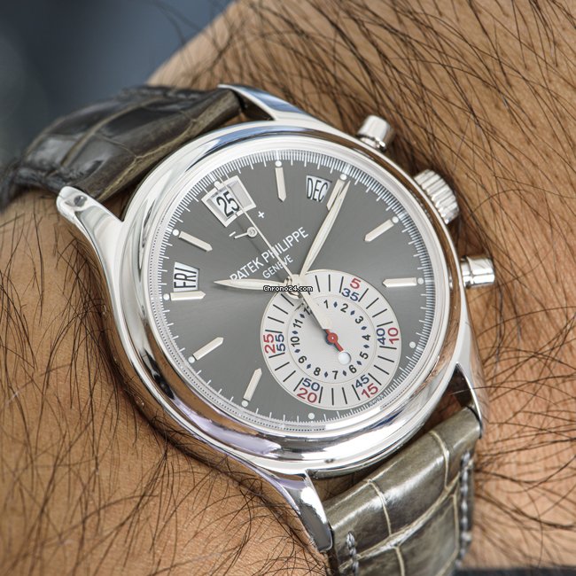 IMG_9081 Patek Philippe Annual Calendar Chronograph Mens watch Unisex Automatic Platinum 5960P-001 Replica 8